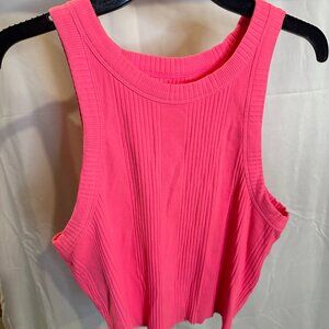 Aerie Ribbed Cropped Tank Top – Hot Pink – Size XL